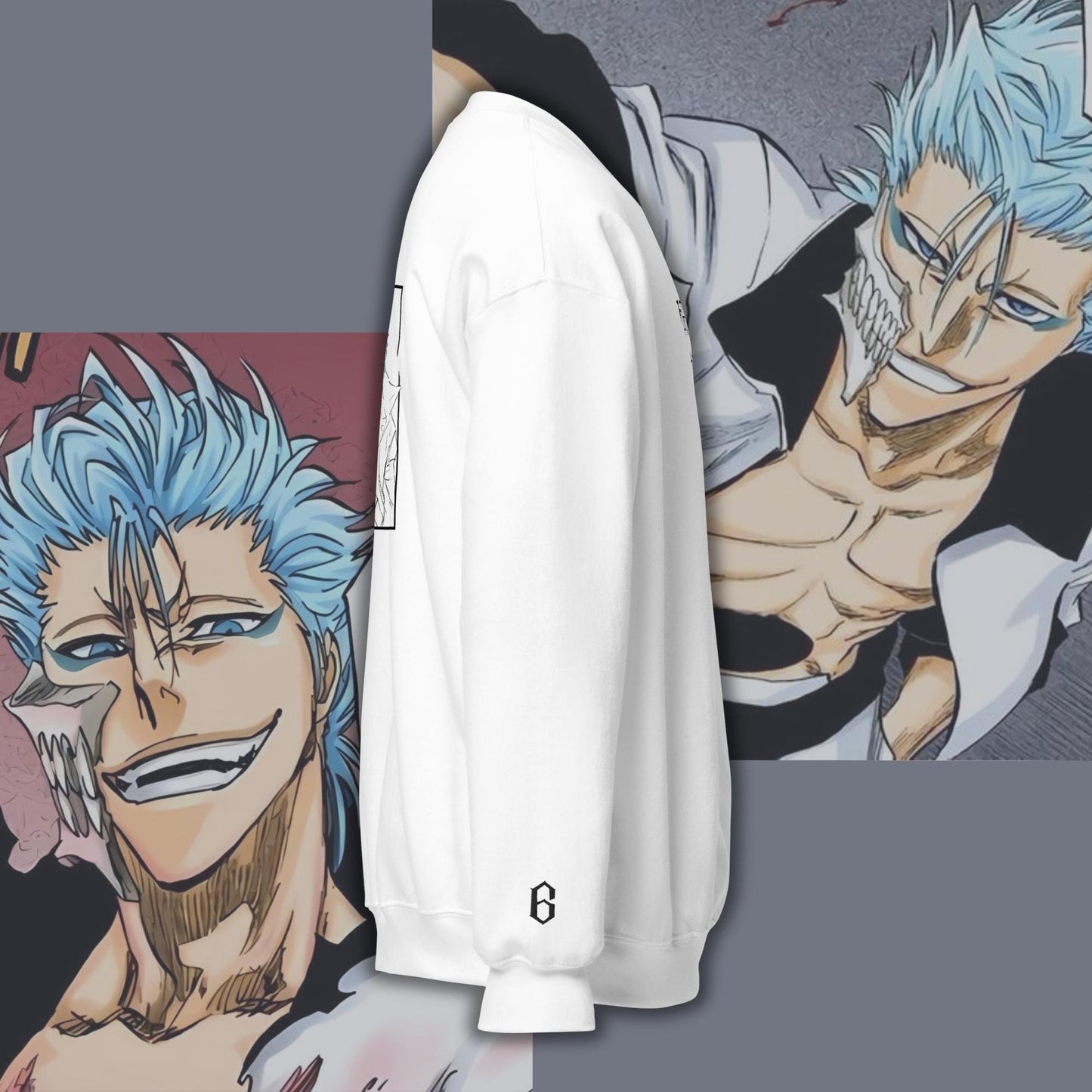 Bleach: Grimmjow embroidered sweatshirt (white)