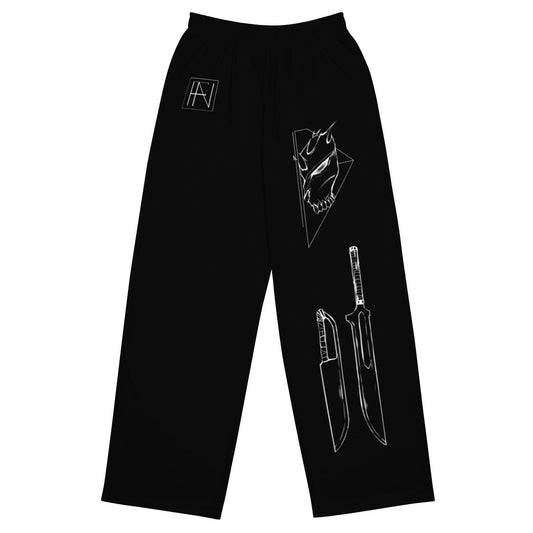 Bleach wide-leg joggers (black)