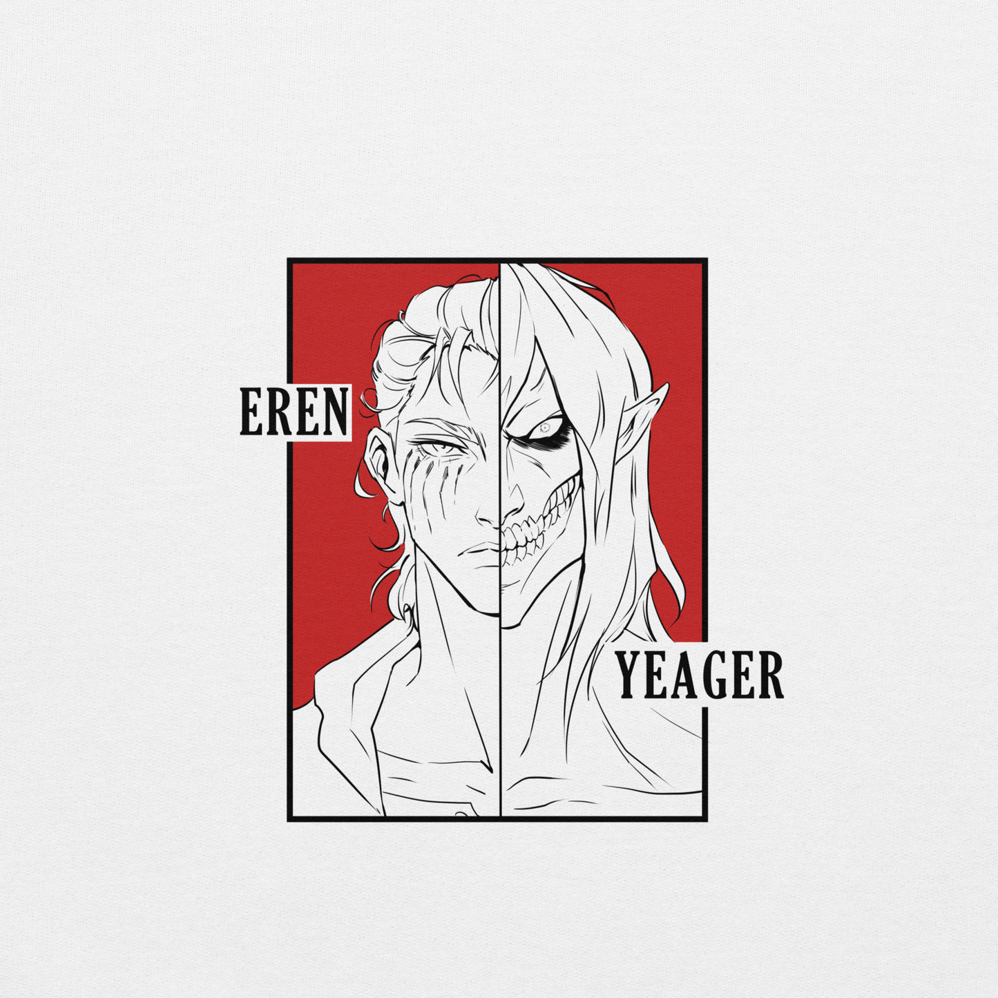 AOT: Eren/Titan embroidered hoodie(white)